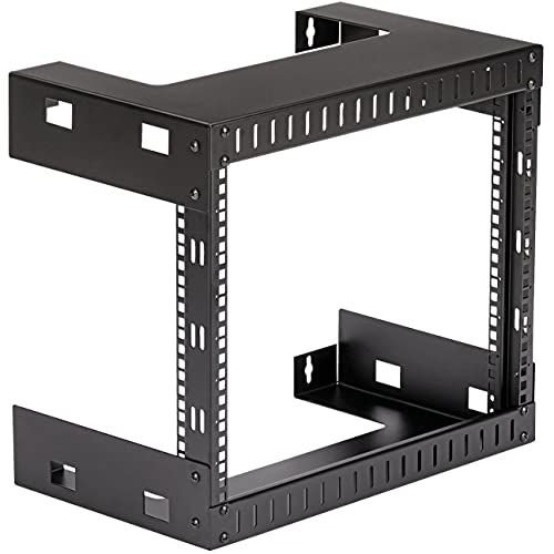StarTech.com 2-Post 8U Heavy-Duty Wall-Mount Network Rack, 19" Open Frame Server Rack, 12" Deep, Wall Mount Data Rack for IT / AV / Patch Panel / Computer Equipment, TAA (RK812WALLO) - size: 8U
