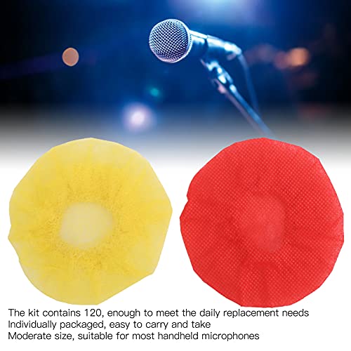 DISPOSABLE MICROPHONE CAP PROTECTIVE COVER REPLACEMENT 120PCS FOR MICROPHONE DUST SALIVA PROOF (Red Yellow) - color: Red Yellow