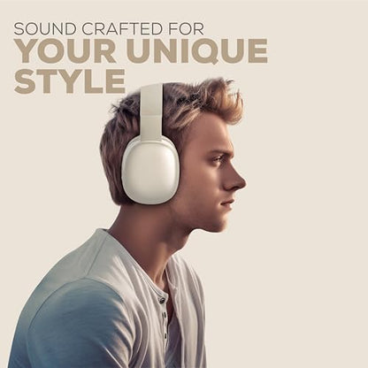 Gabba Goods Wireless Over Ear Bluetooth Headphones with Microphone - Wireless Headset -Noise Reduction - Bluetooth, Wired,Built in Micro SD for Travel, Home, Work TV,PC,Gaming,Cellphone (Beige) - color: Beige