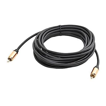 Upgraded Audio Video Cable,RCA Coaxial Cable with Male to Male 24K Gold Plated Plug,Video/Audio AV Extension Shielded Cord for Subwoofer Rear View Parking Camera (5m/16ft) - size: 5m/16ft
