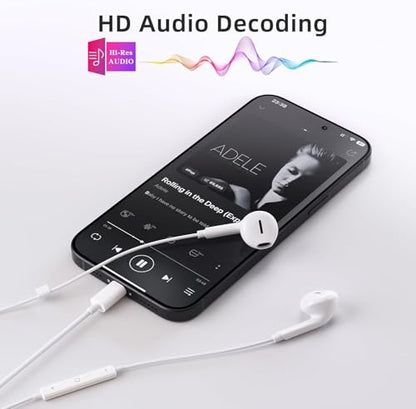USB C Wired Headphone for iPhone：Headphones with USB-C Plug, Wired Ear Buds with Built-in Remote to Control Music, Phone Calls, and Volume[4Pack]