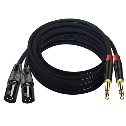 2-Pack 50 FT XLR Male to 1/4 Inch TRS Balanced Audio Cable - 3-Pin XLR to 6.35mm Stereo Adapter Cord for Microphone,Speaker, Mixer, Amplifier - size: 50FT
