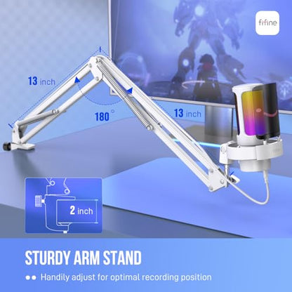 FIFINE A8TW USB Gaming Microphone Kit, Condenser Mic for Podcast Streaming - size: A8TW-Boom Arm