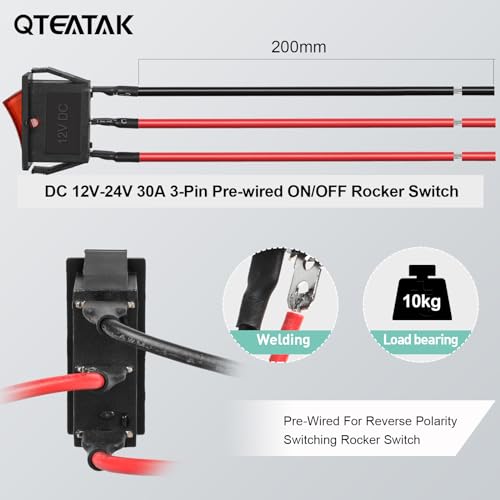 5 Pack Pre-Wired DC 12V-24V 30A Red LED Boat Rocker Toggle Switch - color: Red, size: DC 12V-24V 30A - Pre-Wired