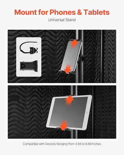 VEVOR Portable Vocal Booth 6.56 ft Pro-Grade Echo-Free Recording Booth | Thickened Soundproofing, Home Studio/Sound Isolation, with Travel Bag, Mobile Tablet Stand, for Vocals, Podcasts, Voiceovers - size: Vocal Booth Pro