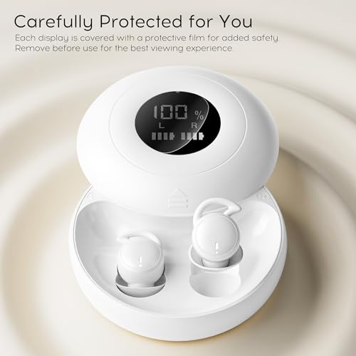Sleep Earbuds Bluetooth 6.0, Mini Invisible Silicone Sleep Earbuds for Side Sleepers, Noise Blocking Sleeping Headphones, Hidden Earbuds with LED Display for Small Ears, Sleep & Relax - White - color: Dark White