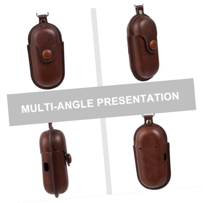 Uonlytech Portable Earphone Holder Case for in-Ear Headphones, Dustproof Waterproof Storage Bag, Dark Brown Protective Cover for Travel and Camping
