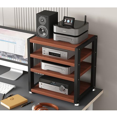 Multi-Functional Stereo Shelf Home Office Desktop Amplifier Cabinet Audio Rack AV Media Player Stand with Wooden Storage Shelves and Steel Frame(C-4 Tier-40x35x48cm) - color: C, size: 4 Tier