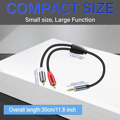 3.5mm to 2 RCA Audio Cable 1/8 to Dual RCA Adapter Audio Y Splitter Cable Gold Plated Plug 3.5mm Male Jack to 2 RCA Male Stereo Audio Cable for Tablet Laptop Headset 0.98FT(2pcs) - style: 3.5 male