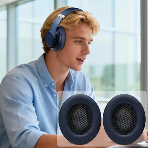Replacement Ear Pads Cushions for Beats Studio 2 & Studio 3 Wired & Wireless Headphones, Earpads with Soft Protein Leather, Noise Isolation Memory Foam, Added Thickness - Navy Blue - color: Navy Blue