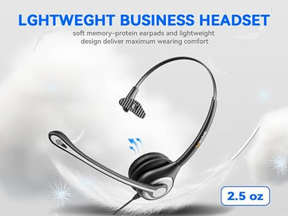 Wantek 2.5mm Headset with Microphone, Wired Phone Headset, Noise Cancelling & Volume Controls, Telephone Headphone Compatible with Panasonic, Cisco, Polycom, Gigaset's 2.5mm Jack Phone Headset - size: 600-2.5mm