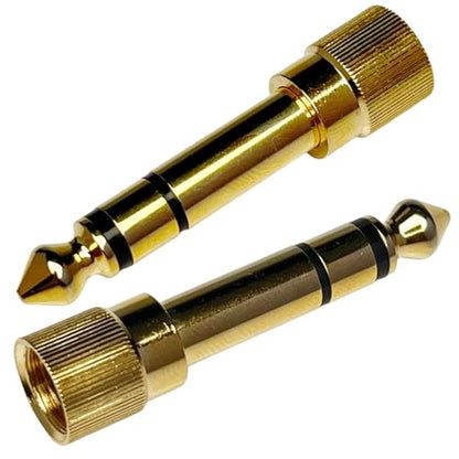 CESS 3.5mm Female to 6.35mm Male Stereo Screw-On Adapter, 2 Pack