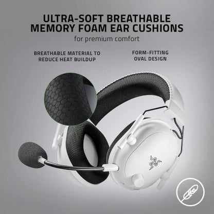 Razer BlackShark V2 Pro Wireless Gaming Headset: THX 7.1 Spatial Surround Sound - 50mm Drivers - Detachable Mic - for PC, PS5, PS4, Switch, White - color: White