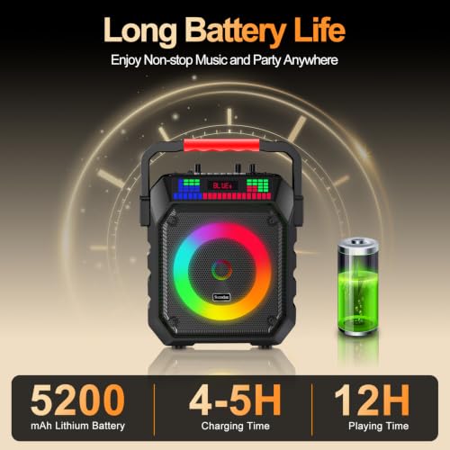 Karaoke Machine and 2 Wireless Microphones for Adults & Kids | Karaoke Speaker with RGB Lights, Supports Bluetooth/USB/TF/AUX Inputs, Portable for Home Parties & Outdoor Events