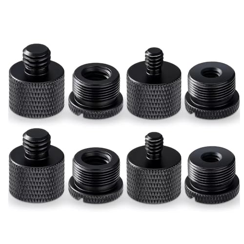 16 Pieces Mic Stand Adapter Mic Thread Adapter Set 5/8 Female to 3/8 Male and 3/8 Female to 5/8 Male Screw Adapter Thread for Microphone Stand Mount to Camera Tripod Adapter