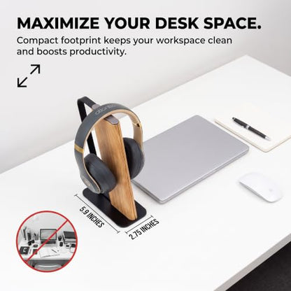Headphone Stand Desk Cute, No Assembly, Light Brown | Weighted Base Headset Holder for AirPods Max Sony Bose Beats Sennheiser, Stable Gaming & Studio Earphone Rack, - color: LIGHT