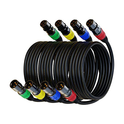XLR Cables, XLR Microphone Cable 10 ft 4 Pack, Gold-Plated 3-pin XLR Speaker Cable Male to Female Balanced Mic Cable - size: 10ft, style: 4 Pack
