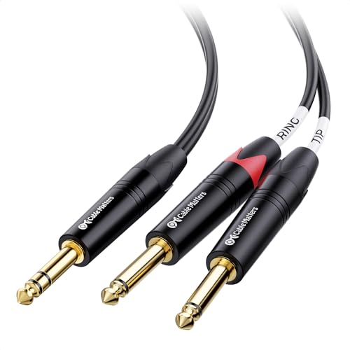 Cable Matters 6.35mm TRS to Dual TS Insert Cable, 10ft | 1/4 TRS to 2 TS Cable, Balanced/Unbalanced Insert Cable, Oxygen-Free Copper, Braided Jacket - size: 10 ft