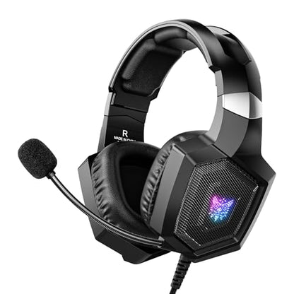 Gaming Headset with Microphone, Gaming Headphones Compatible for PS4 PS5 Xbox PC with RGB Lights, PlayStation Headset with Noise Reduction 7.1 Surround Sound Over-Ear and Wired 3.5mm Jack (Black) - color: Black