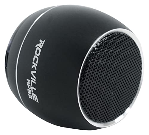 Rockville RPB2-BLACK 5W Portable Bluetooth Speaker, Wireless Linking, SD Card Slot, Hands-Free Calling, Selfie Remote, for Travel and Outdoors | TWS Stereo Link, SD Card Slot, Built-in Mic, Aluminum Body, 5-Hour Rechargeable Battery, 30-Min Charge - color