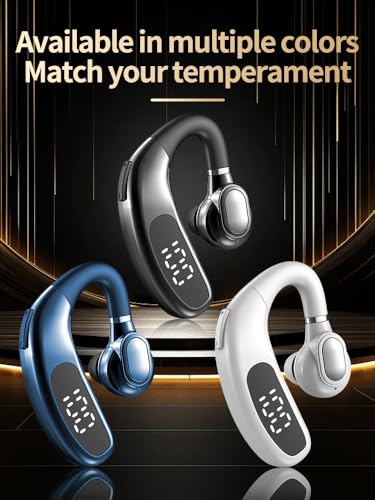 Single Ear Bluetooth Headset with Noise Canceling Microphone, 24H Talk Time Hands-Free Wireless Earpiece for Driving, Office (White) - color: White