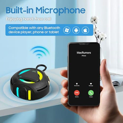 Bluetooth Shower Speake Waterproof，Portable Outdoor Bluetooth Speake with RGB Lights，IPX67 Floating，Built-in Mic，24Hrs Playtime，True Wireless Stereo，Gifts for Teens Boy Girls Women Men - Black - color: Black