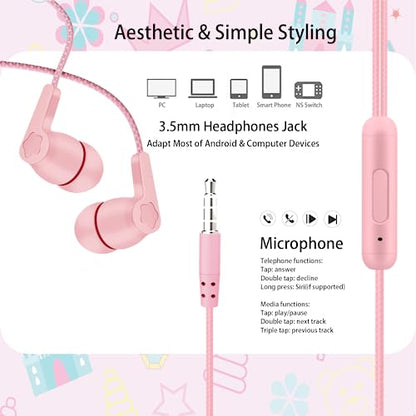 2-Pack Teens Wired Earbuds with Glitter Pink Case, School Headphones | GOGOSINIS 2-pack Wired Student Earbuds with Glitter Pink case, 3.5mm Headphones,Mini Carabiner Clip for School Backpacks - color: Diamond Pink