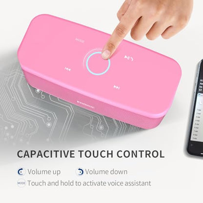 DOSS SoundBox Plus Portable Bluetooth Speaker with 16W Stereo Sound-Pink | Rich bass, 20H Playtime, Wireless Stereo Pairing, Hands-free Calls, Bluetooth 5.0, For Home, Office, Dorm, Camping, Backyard - color: Pink