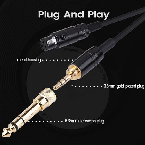 K702 Cable Coiled Aux Cord Compatible with AKG Q701 K712 K240S K240MKII K141 K171 K181 K271 K271S K241 K175 K275 Headphone Audio Cable Wire with 6.35mm Adapter