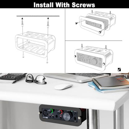 Under Desk Holder for Scarlett Solo 3rd Gen, Acrylic Under Desk Shelf Organizer Under Desk Mount Wall Mount Holder (Black) - color: Black