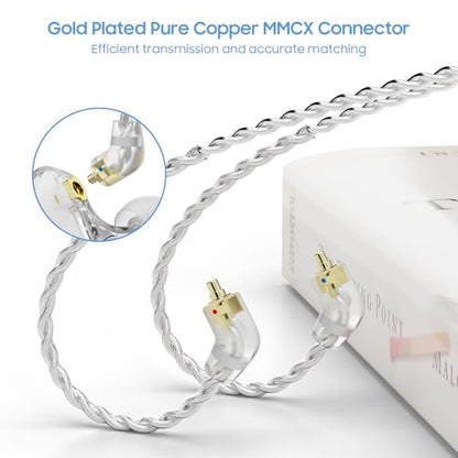 BASN IEM Earphone Cable,1.5m Wired Detachable MMCX Connector in Ear Monitor Cable for BASN Bsinger, Bmaster, MMCX Series (SC100-MMCX-White) - color: SC White