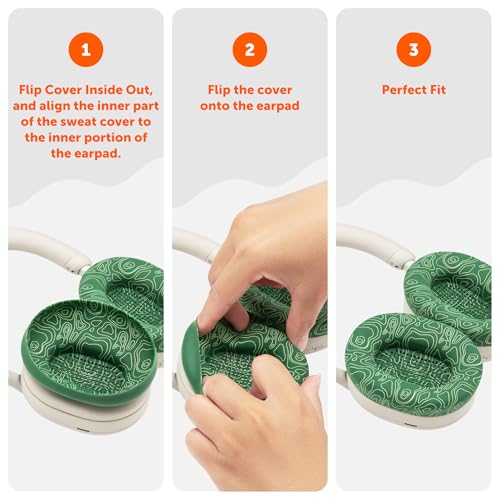 WC SweatZ XM5 - Patented Earpad Sweat Covers for Sony WH1000XM5 by Wicked Cushions | Full 360 Earpad Protection | Sweatproof & Easily Washable | Emerald Tide - color: Emerald Tide