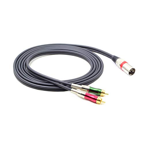 10FT XLR Male to 2 x Phono RCA Plug Adapter Y Splitter Patch Cable, 1 XLR Male 3 Pin to Dual RCA Plug Stereo Audio Cable Connector(3 M) - color: 3m (1XLR-2RCA)