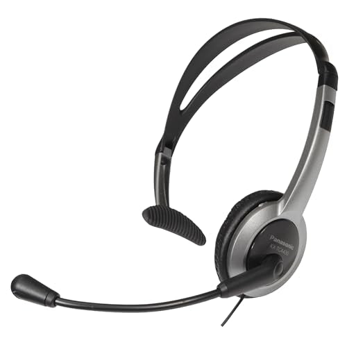 Panasonic Comfort Fit Headset for TCA Series Cordless Landline Phones, Foldable Headset with Flexible Noise-Cancelling Microphone and Volume Control, 2.5 mm Plug, Grey/Silver KX-TCA430 - size: Regular