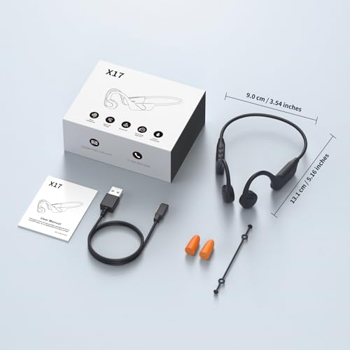 CXK Bone Conduction Headphones IPX8 Waterproof Swimming Headphones for Gym | Bluetooth 6.0 Open Ear Headphones with MP3 Mode, Built-in Memory, 12H Playtime, Underwater Headset Secure Fit for Cycling