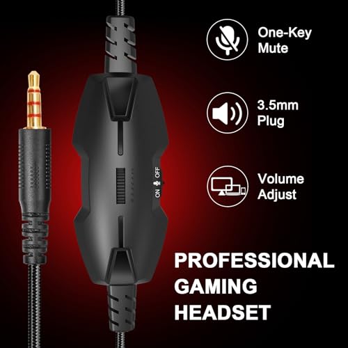 IMYB A88 Gaming Headset with Mic for Ps5, Pc, Xbox One Series X/s, Ps4, Switch, Stereo Wired Noise Cancelling Headphones with Microphone for Computer, Laptop, Mac, Nintendo, Games (Red) - color: BlackRed