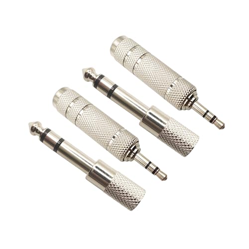 1/4 Female to 1/8 Male Audio Adapter Kit 3.5MM Male to 6.35MM Female Connector for Guitar Headphone 4 Pack - color: Silver