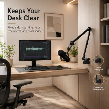 SplashNColor Wall Mount Bracket Compatible with Rode PSA1 Studio Boom Arm – Secure Screw-On Base | Fixed Mic Arm Station | Flat Surface Workstation Adapter