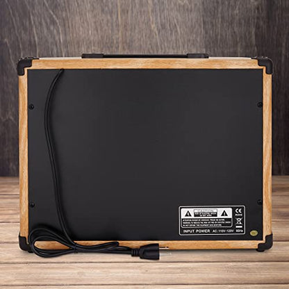 LyxPro 40 Watt Electric Guitar Amplifier | Solid State Studio Amp with 8” 4-Ohm Speaker, Custom EQ Controls, Drive, Delay, ¼” Passive/Active/Microphone Inputs, Aux in & Headphone Jack - Natural - color: Natural, size: 40 Watt