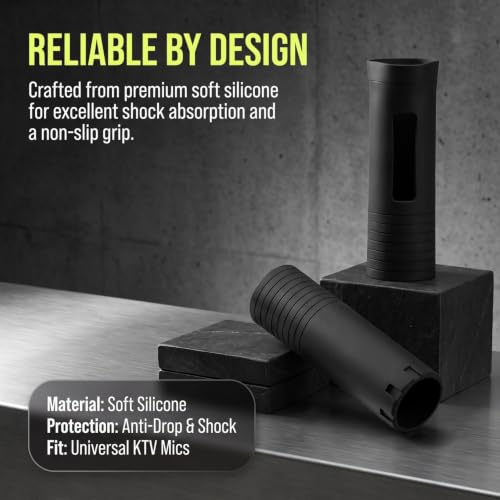 ibasenice 2PCS Microphone Handle Covers, Silicone Mic Sleeves, Black - color: Black
