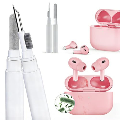 Multi-Function Cleaning Pen Kit for AirPods 1, 2, 3 & Pro, Earbud Cleaning Tool with Soft Brush & Flocking Sponge for Bluetooth Headphones Case -White