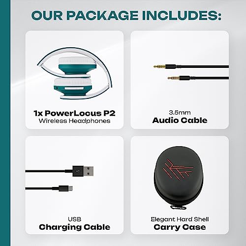 PowerLocus Bluetooth Over-Ear Headphones, Wireless Stereo Foldable Headphones Wireless and Wired Headsets with Built-in Mic, Micro SD/TF, FM for iPhone/Samsung/iPad/PC (Blue/White) - color: Blue/White
