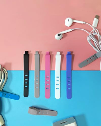 25-Piece Silicone Cable Ties Set, Reusable High-Elasticity Cord Ties for Charging Cord Organizer, Phone Chargers, and Earphones - Ideal for Home & Office