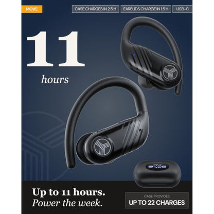 TREBLAB X3-Pro Earbuds Wireless Bluetooth, Earhook IPX5 11H Powerbank - color: White Logo