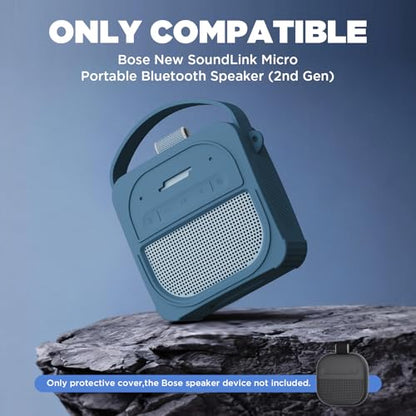for Bose SoundLink Micro Speaker (2nd Gen) Case with Lanyard&Carabiner,Anti-Scratch Portable Silicone Protective Cover Compatible with Bose SoundLink Micro Portable Bluetooth Speaker (2nd Gen) (Blue) - color: Blue