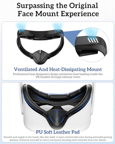 Face Cushion Interface Pad &Head Strap for Meta/0culus Quest 2 Vr Headset | Soft, Skin-Friendly PU Leather Padding. Breathable, Light-Blocking Nose Pads. Easy to Clean & Comfortable to Wear
