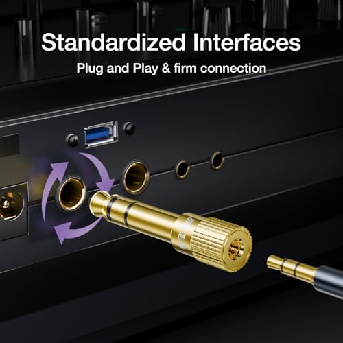 VCE 3.5mm to 1/4 Adapter Stereo Headphone Jack Adapter, 24K Gold-Plated | Seamless Audio Connection, Premium Sound Fidelity, Secure TRS Connection for Aux Cable, Guitar Amplifier, Headphone