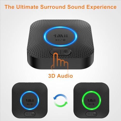 1Mii B06+ Bluetooth Receiver, Hi-Fi Wireless Audio Adapter, Bluetooth 5.3 Receiver with 3D Surround aptX HD aptX Low Latency for Home Music Streaming Stereo System - color: Black
