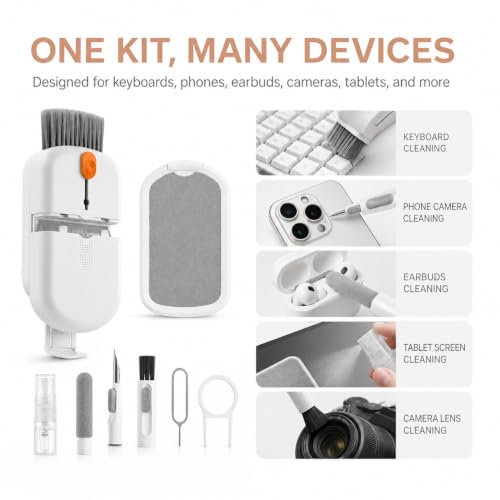 10 in 1 Phone Cleaning Kit, Portable Earbud Cleaning Kit Phone Charging Port Cleaner Tool Set for Laptop Notebook Computer Headphone Cleaner iphone Cellphone Keyboard Screen Camera Speaker Lens - color: white-10