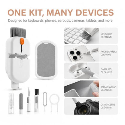 10 in 1 Phone Cleaning Kit, Portable Earbud Cleaning Kit Phone Charging Port Cleaner Tool Set for Laptop Notebook Computer Headphone Cleaner iphone Cellphone Keyboard Screen Camera Speaker Lens - color: white-10